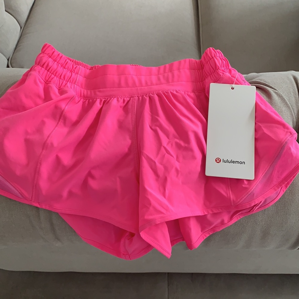 Lululemon hotty hot shorts 2.5” inseam. Size 6. Neon pink
